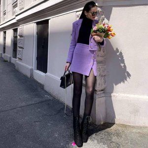 Zara Limited Edition 2 PCs Cropped Blazer & Skirt Set